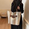 Tote Bag Women's Striped Canvas Shoulder Bag Student Class Hand Bag