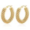 Vintage Corn Chain Stainless Steel Earrings Exaggerated Circle 18K Gold Premium Women's Earrings