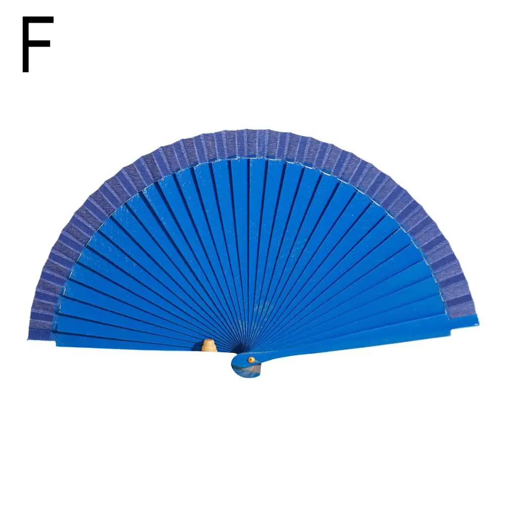 Vintage Chinese Style Hand Held Folding Fan Pure Color Home Performance Props Wedding Crafts Wood Party Custom Fan Decor Da B0T5