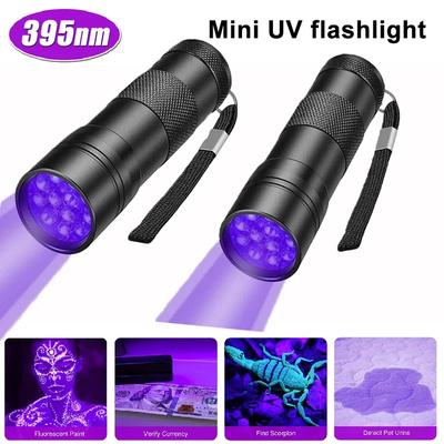 9/12 LED Портативный УФ-фонарик Черный свет 395 нм Ультрафиолетовый фонарь Детектор черного света для мочи собаки, пятен от домашних животных и клопов