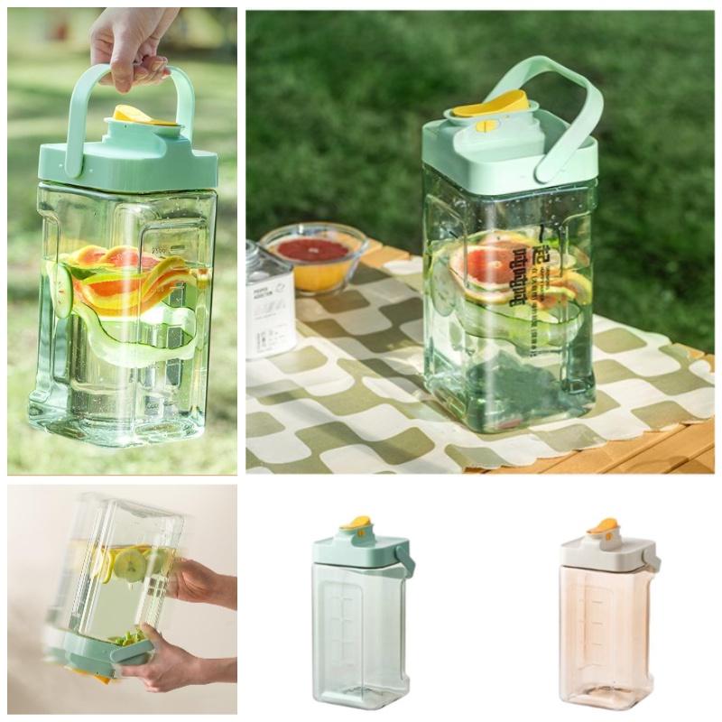 Кувшин для ледяной воды большой емкости в современном простом стиле с краном зеленый/белый