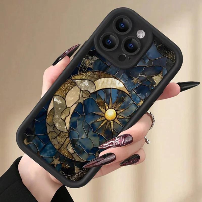 Силиконовый чехол для телефона 'Солнце и Луна' для IPhone 17 16 14 12 13 11 15 Pro Max Plus Air Ударопрочный Мягкий чехол