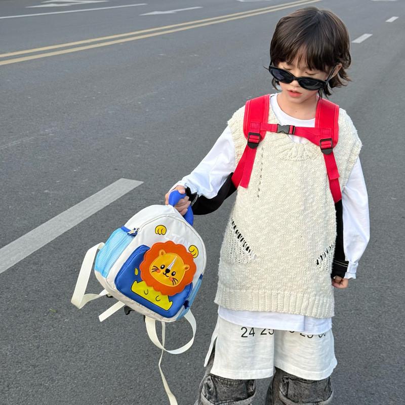 Рюкзак Стильный Дошкольный Для Мальчиков И Девочек С Очаровательным Дизайном Мягкий Нейлон Красный Бежевый Синий