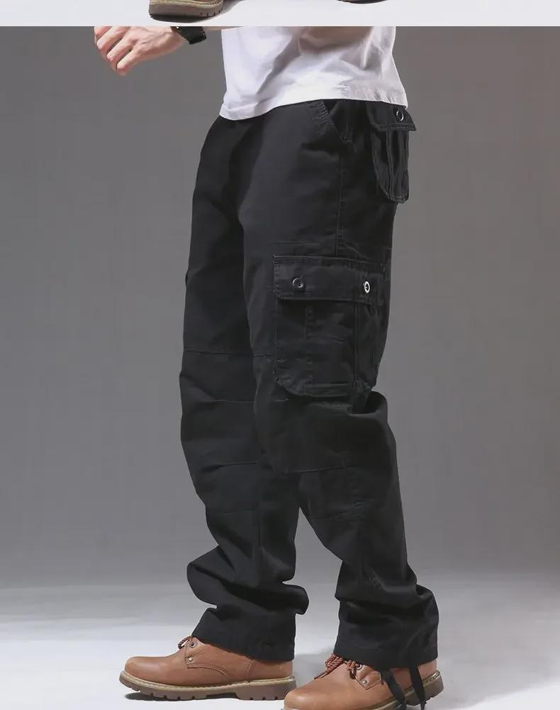 Men's Loose-Fit Cotton Overalls with Multiple Pockets - Spring/Autumn Style, Plus Sizes Available