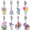 Copper Diy Colorful Parrot Flower Pendant Series Fit Pan Original Bracelet For Women Jewelry Birthday Gift