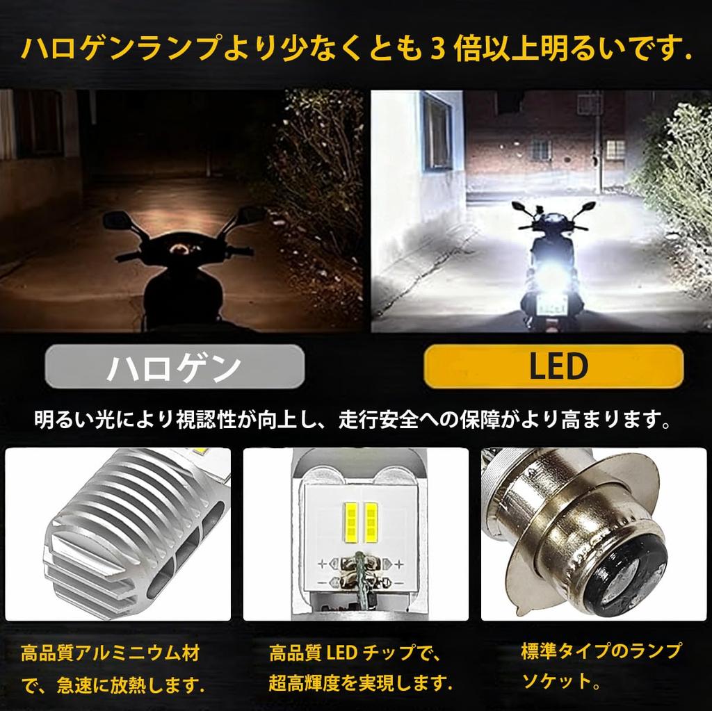 XSETA P15D 25-1 LED Headlight, PH7 for Motorcycles, Hi/Lo Switching, AC/DC9V-60V, 10W, White Bulb,