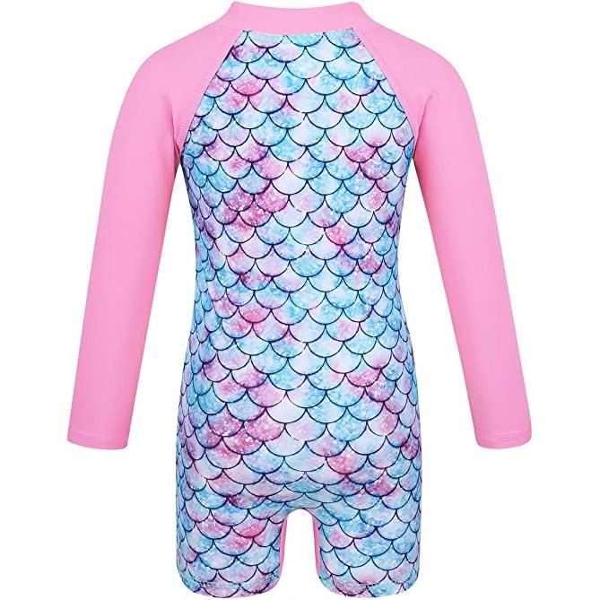 Купальник для маленьких девочек, цельный купальник с длинными рукавами, купальный костюм русалки с рыбьей чешуей, купальный костюм для маленьких девочек, пляжный рашгард