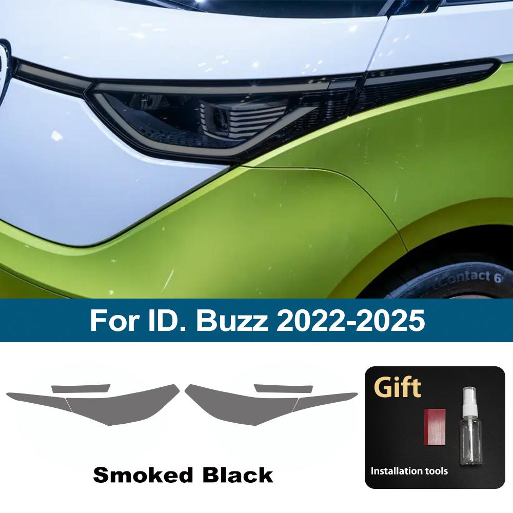 Для Volkswagen ID. Buzz 2026-2026 Черный Дымчатый Защитная Пленка для Автомобильных Фар TPU PPF Вырезанная по Размерам Антицарапающая Виниловая Пленка для Фар