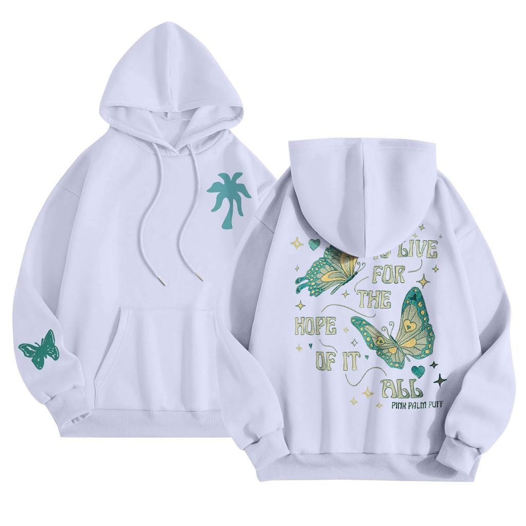 Graphic Hoodies For Women Cute Pullover Long Sleeve Preppy Sweatshirts Letter Printed Hooded Tops Fall Winter Clothes