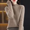 Half Turtleneck Cardigan for Women In Autumn and Winter Versatile Jacquard Wool Sweater Skin-friendly and Warm Cashmere Base Shirt Top