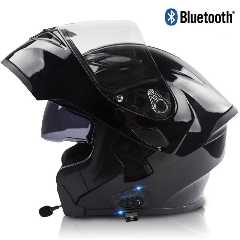 Electric vehicle helmet for men and women with Bluetooth, dual visors, winter helmet, motorcycle racing helmet, all-season full-face safety helmet