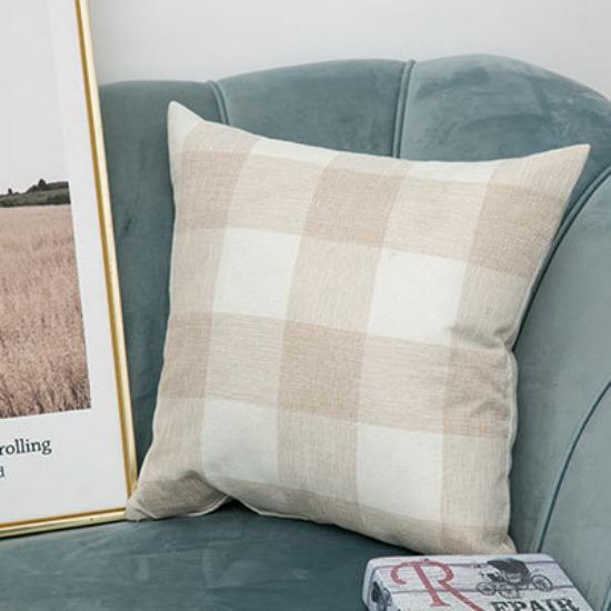 Простая клетчатая наволочка для диванной подушки, напечатанная льняная однотонная полосатая наволочка, домашний тканевый чехол для подушки