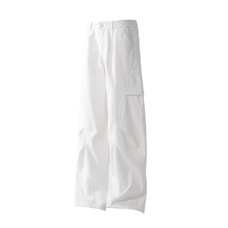 Men Women Loose Fit Streetwear Cargo Pants With Pleated Detail Cotton Wide Leg