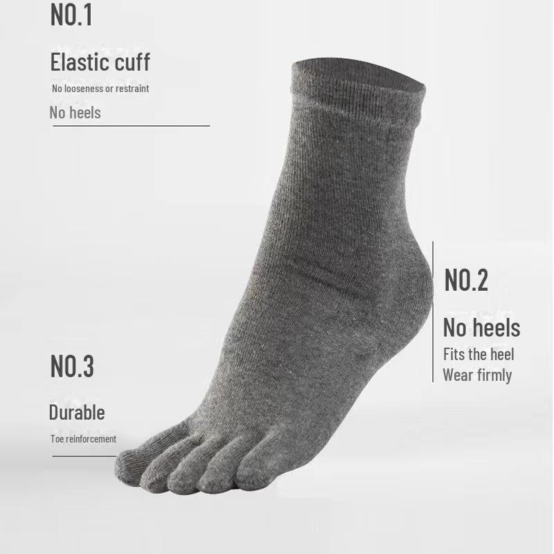 Мужские хлопковые носки с пятью пальцами и раздвоенным носком, дышащие и впитывающие пот для осенних и зимних видов спорта, однотонные