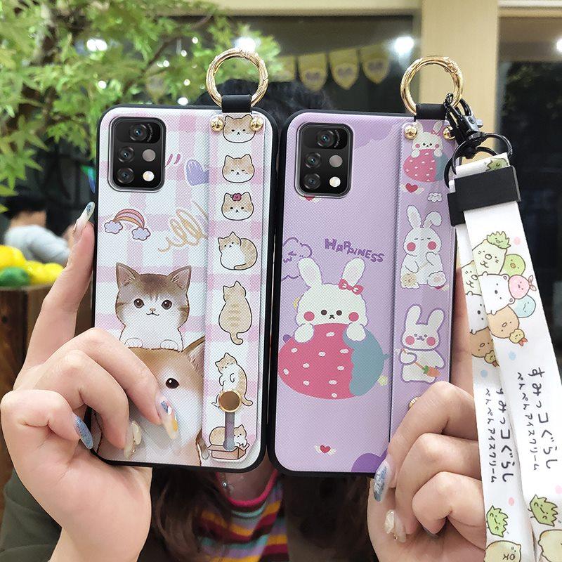 Durable Cartoon Phone Case For UMIDIGI A11 Pro Max Anti-dust Protective Shockproof Soft Case Wristband Ring Kickstand