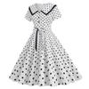 Women's Fashion Lapel Vintage Polka Dot Print Maxi Dress With Belt