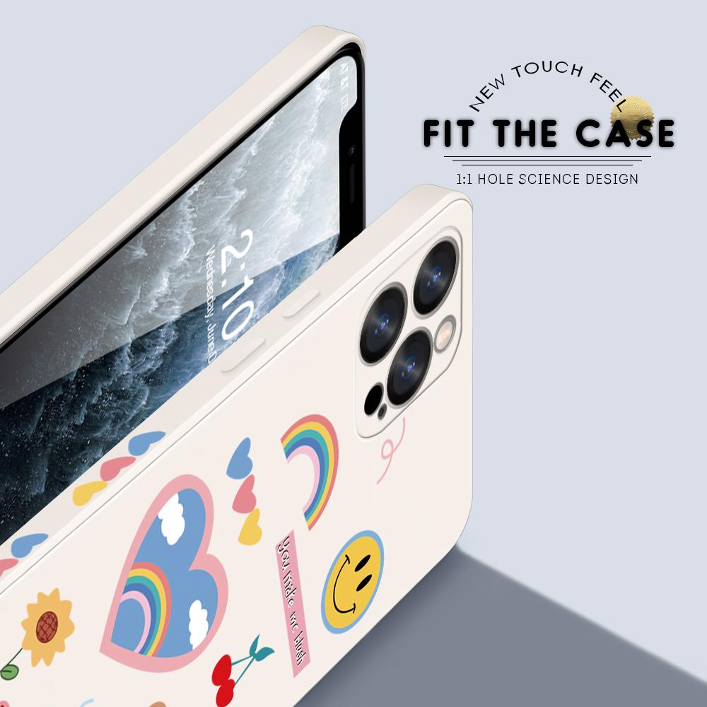 Чехол для телефона с мультяшным красочным узором и квадратным жидким силиконом TPU с полным покрытием для камеры, противоударный защитный чехол для OPPO Reno Realme