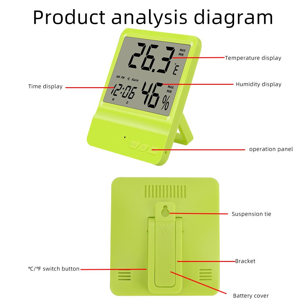Многофункциональный измеритель температуры и влажности с ЖК-дисплеем, электронные часы с термометром и гигрометром для домашнего интерьера