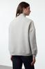 Women's Fashionable Stylish Sweatshirt Black Oversize Wide Fit Half Zipper Thick Inside Fleece Knitted Sweatshirt