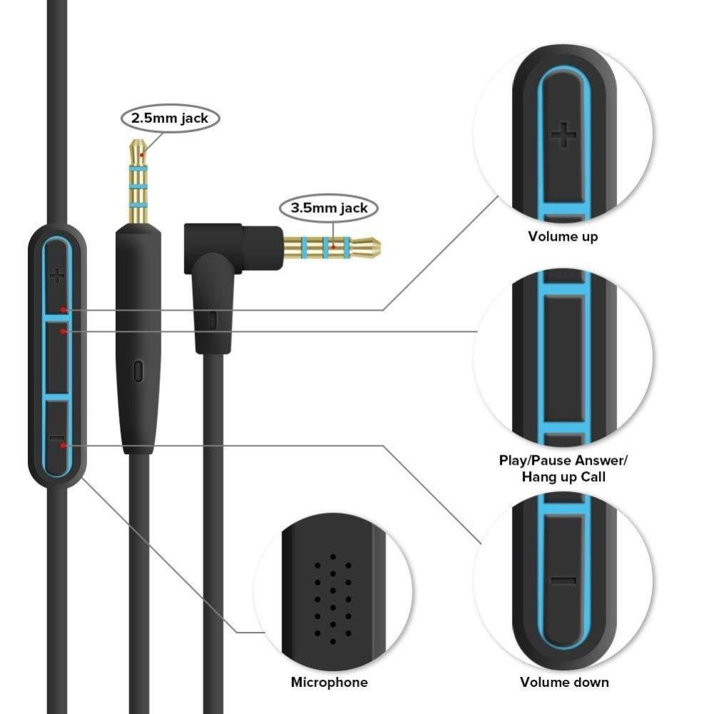 Noise Cancelling Headphone Cable for BOSE QuietComfort 25 QC25 QC35 Headphone Accessory