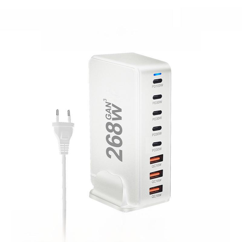 Многопортовое зарядное устройство USB GaN мощностью 268 Вт: Мощная настольная зарядная станция для мобильных телефонов и ноутбуков.