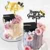 Acrylic Congrats Cake Topper Black Gold Bachelor Hat Cap Cake Decoration  Graduation Party
