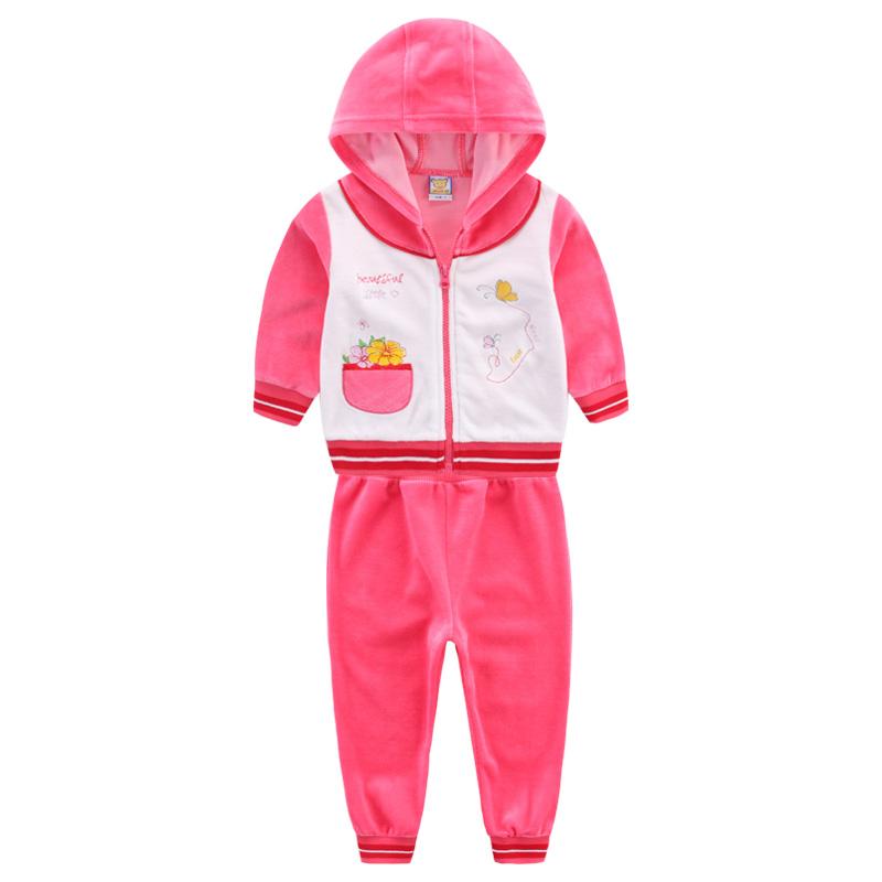 Детская одежда для младенцев для маленьких девочек и мальчиков, бархатный комплект на молнии на зиму и весну, детская одежда с длинными рукавами