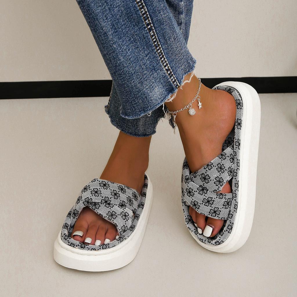 Women's Platform Slippers Summer Open Toe Flat Shoes for Women Casual Slides Shoes Outdoor Light Women's Slippers Female Sandals