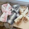 Милая оригинальная шарф-воротник из плюша с рисунком оленей, искусственный мех норки, женский зимний утолщенный перекрестный шарф-грелка для шеи, изысканная декоративная шарф