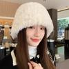Плюшевая шапка женская осенне-зимняя новая шапка из кроличьего меха теплая большой окружности головы показывающая маленькое лицо пушистая шляпа-ведро