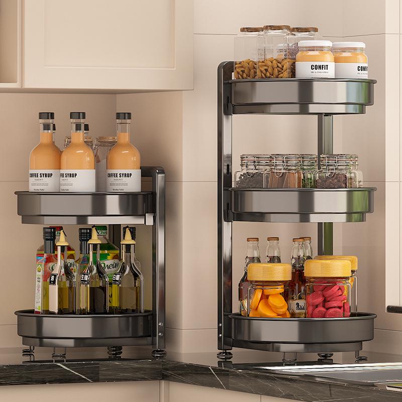 Rotating Kitchen Spice Rack - All-in-One Countertop Storage for Oil, Salt, Soy Sauce, & Vinegar