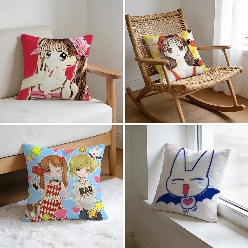 Подушка с чехлом из стираного льна 'Kodomo No Omocha', мягкая, дышащая, декоративный чехол для дивана, домашняя наволочка