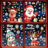 Christmas Party Supplies for Windows Window Stickers, Static PVC Decals with Santa Claus Reindeer Snowman Thickened Durable Holiday Clings Patterns,