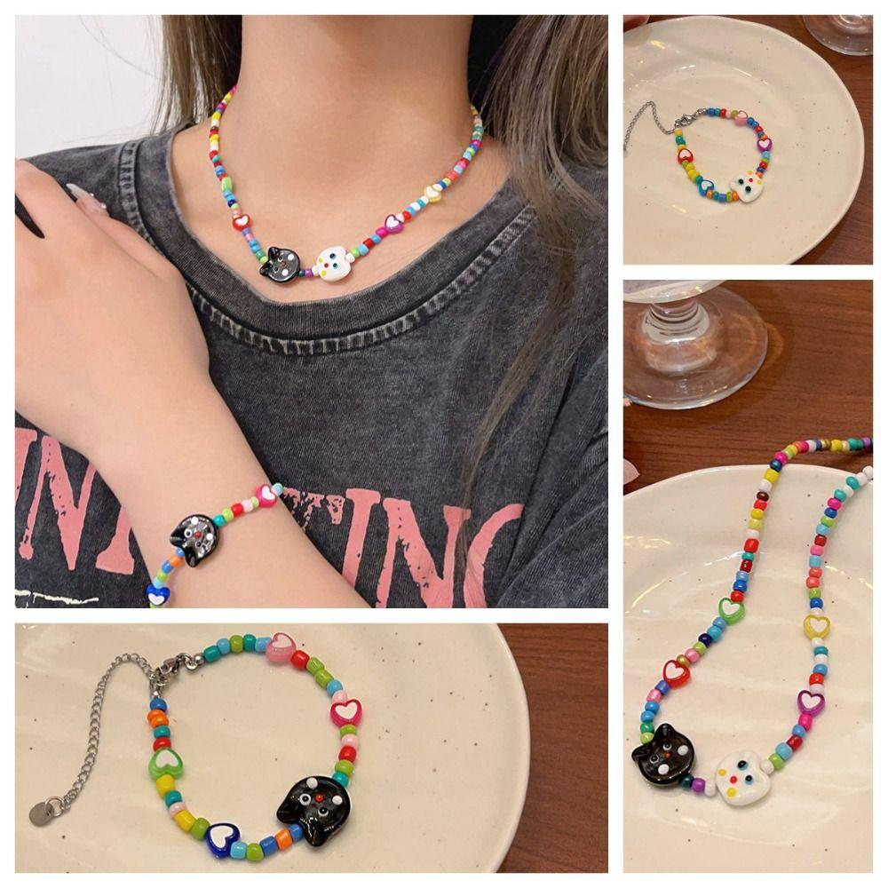 Богемия дофамин ожерелье ярких цветов браслеты BF и GF модные украшения браслет с котенком для девочек