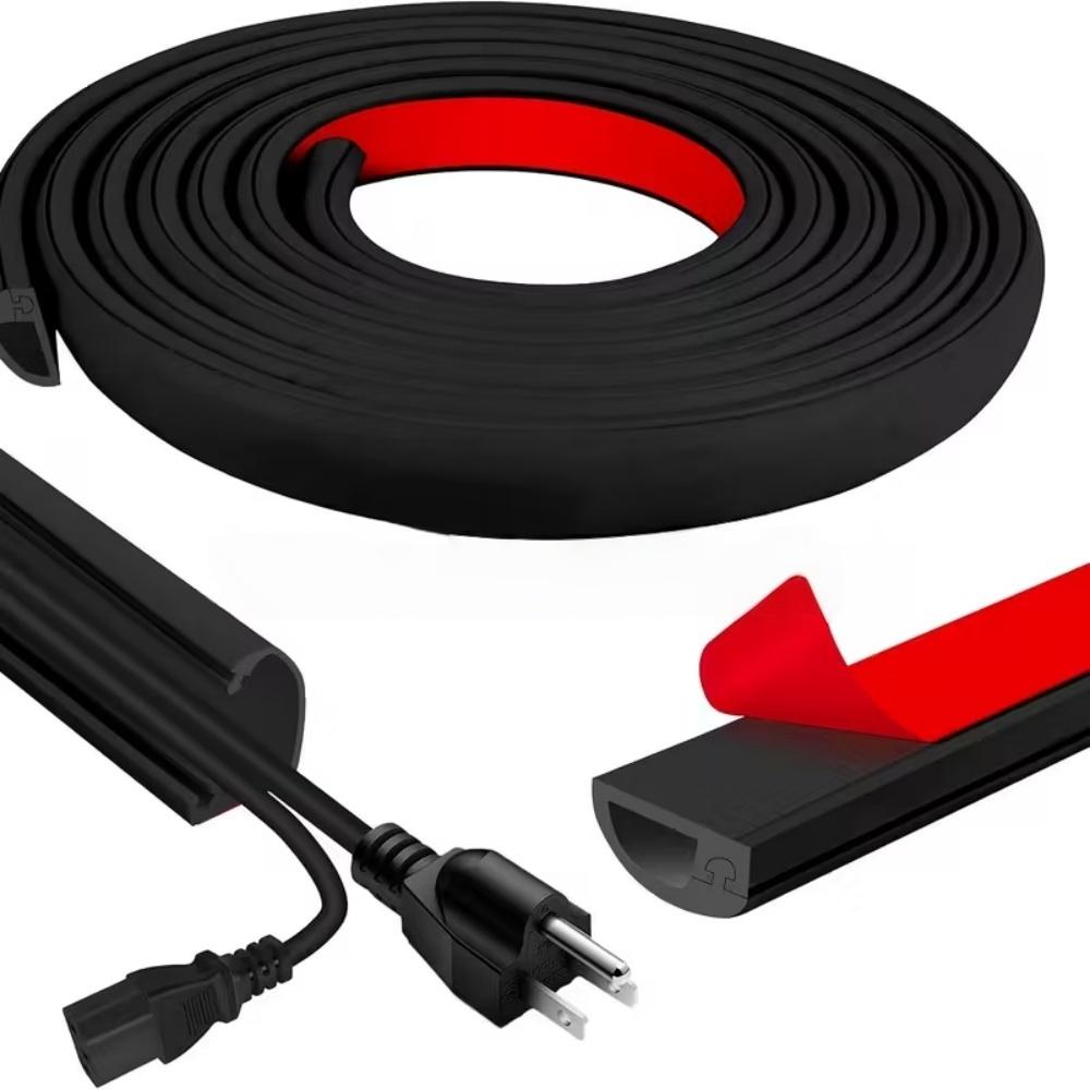 1PC 1m/39.37in Flexible Cord Management Channel,Decorative Wire Cover, Anti-Step Protector, Adhesive Cable Raceway with Cap