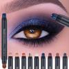 12-Color Smudge-Proof Eyeshadow Stick with Brush Head Glitter Matte and Shimmer Crayon Eyeshadow for Long-Lasting Makeup For Music Festival