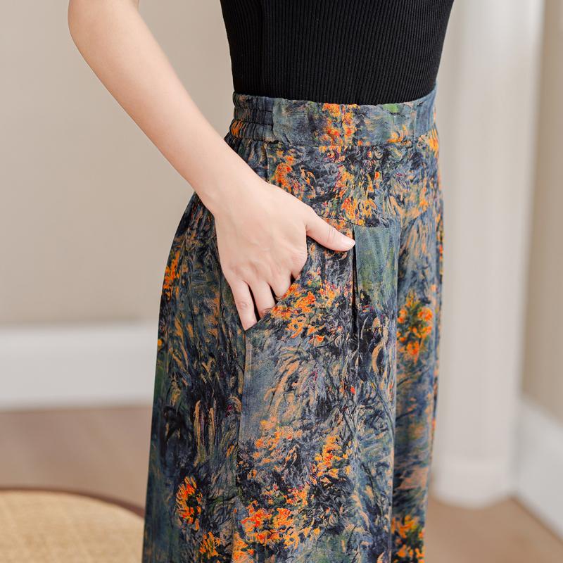 Летние широкие брюки больших размеров, женские свободные богемные летние брюки с высокой талией, женские брюки XL-5XL