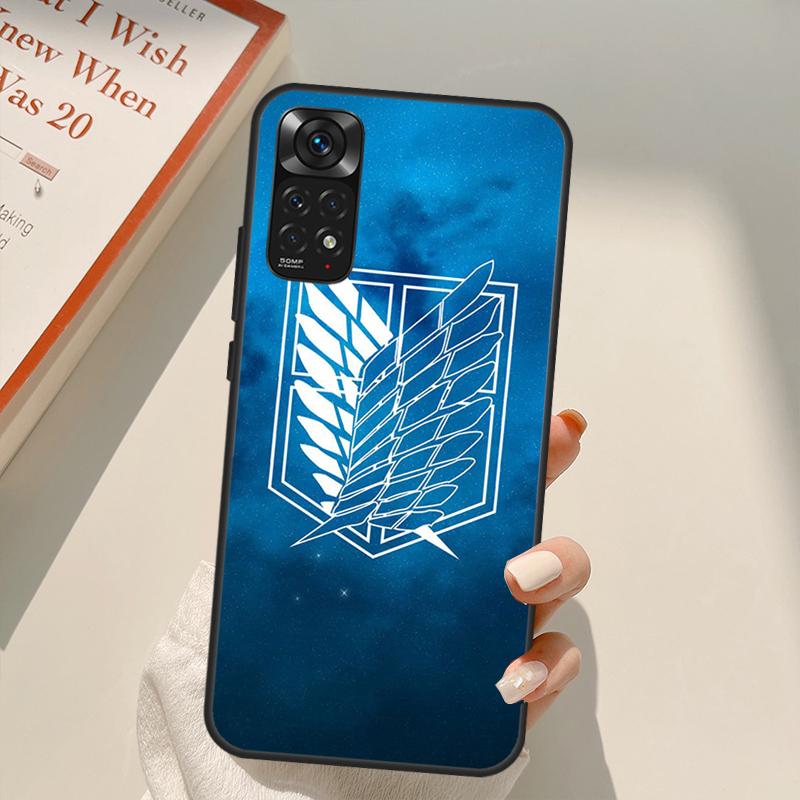 Anime Attack On Titan Logo Case For Xiaomi Redmi Note 11 10 9 8 Pro Note 11S 10S 9S 8T K50 K40 9A 9C 10A 10C Cover