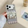 Корейский клетчатый чехол со звездами и плиссировкой для iPhone 16 Pro/17 Pro Max