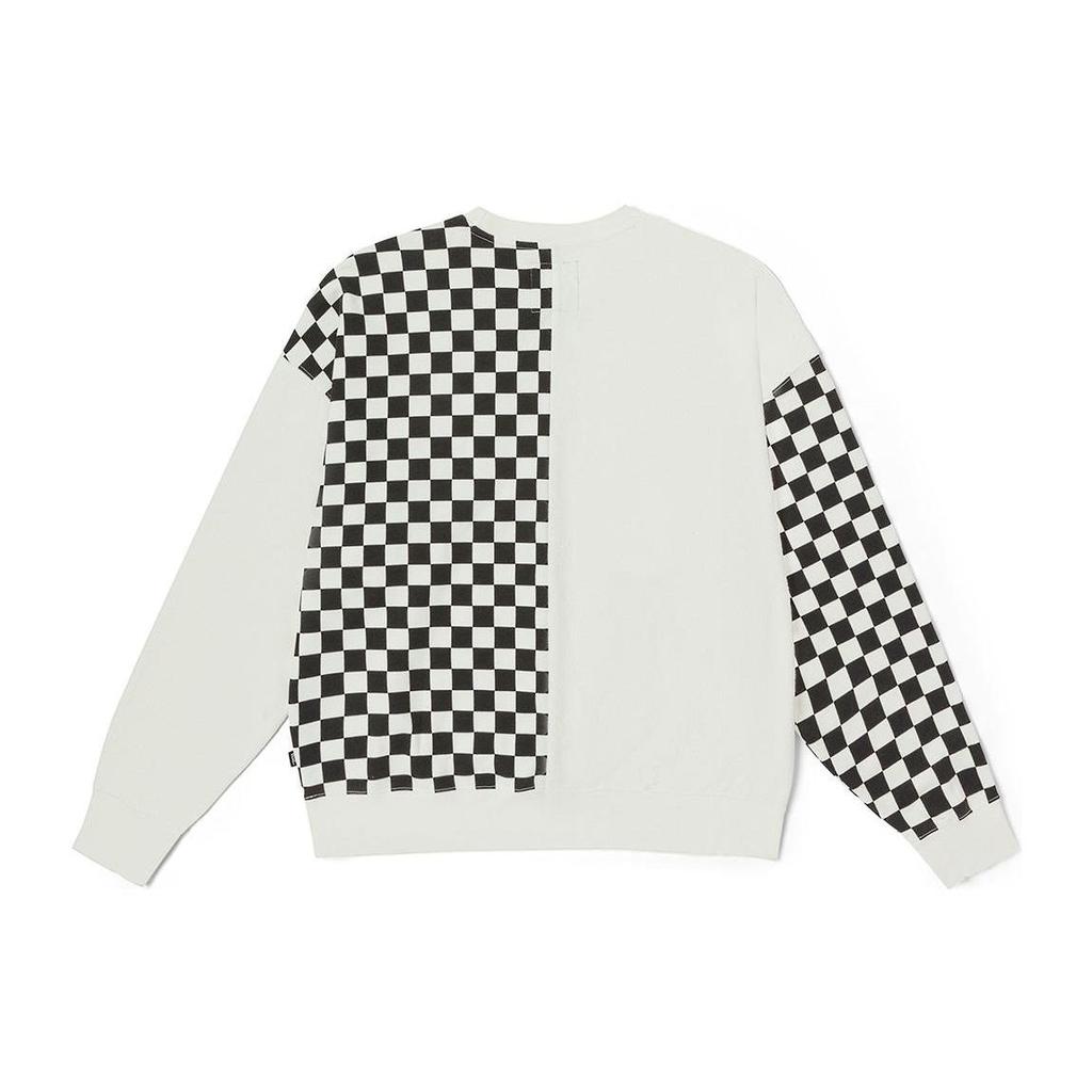 Vans American Vintage Check Print Pullover Crewneck Sweatshirt Unisex Sweatshirt Off-White VN0002ENFS8