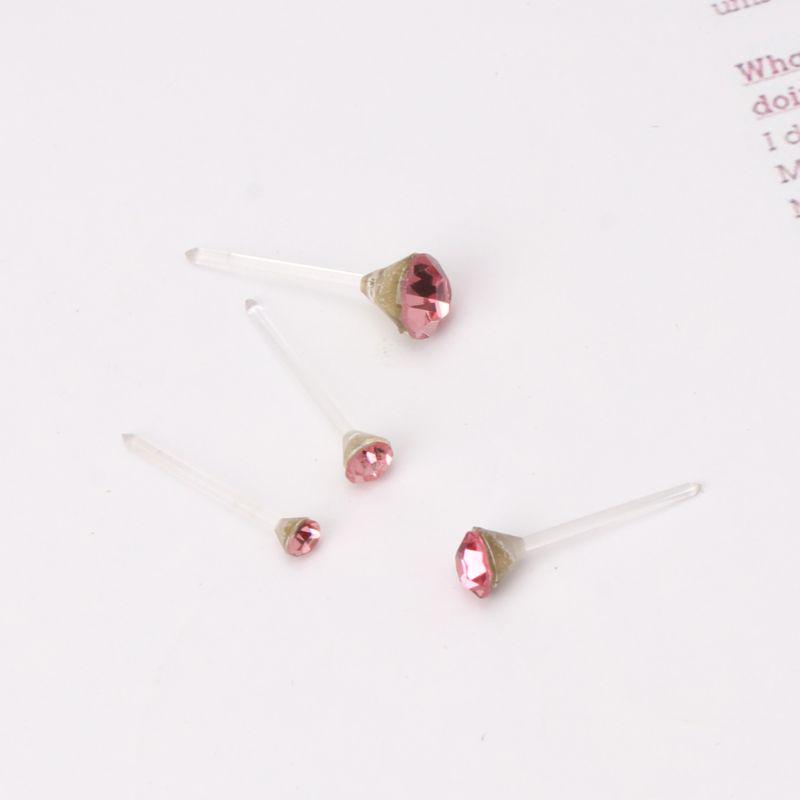 20 Pairs Colorful Faux Rhinestone Plastic Ear Studs Hypoallergenic Earrings