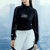 Fila Fusion Городской Техно Письменный Принт Вязаный Пуловер Стойка Воротник Приталенный Пояс Короткая Толстовка На Молнии Женская толстовка Черный T11W411201FBK