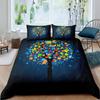 Tree Of Life Duvet Cover Set Blue Tree With Black Background 3D Print Comforter Cover For Kids Boys Girls Polyester Bedding Set