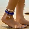 7 шт. эластичный праздничный многослойный браслет на лодыжку в виде морской звезды, пляжные украшения