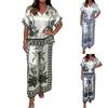 Women's Loose Comfortable Casual Fashionable Printed Satin Short Sleeved Pants Two-piece Set