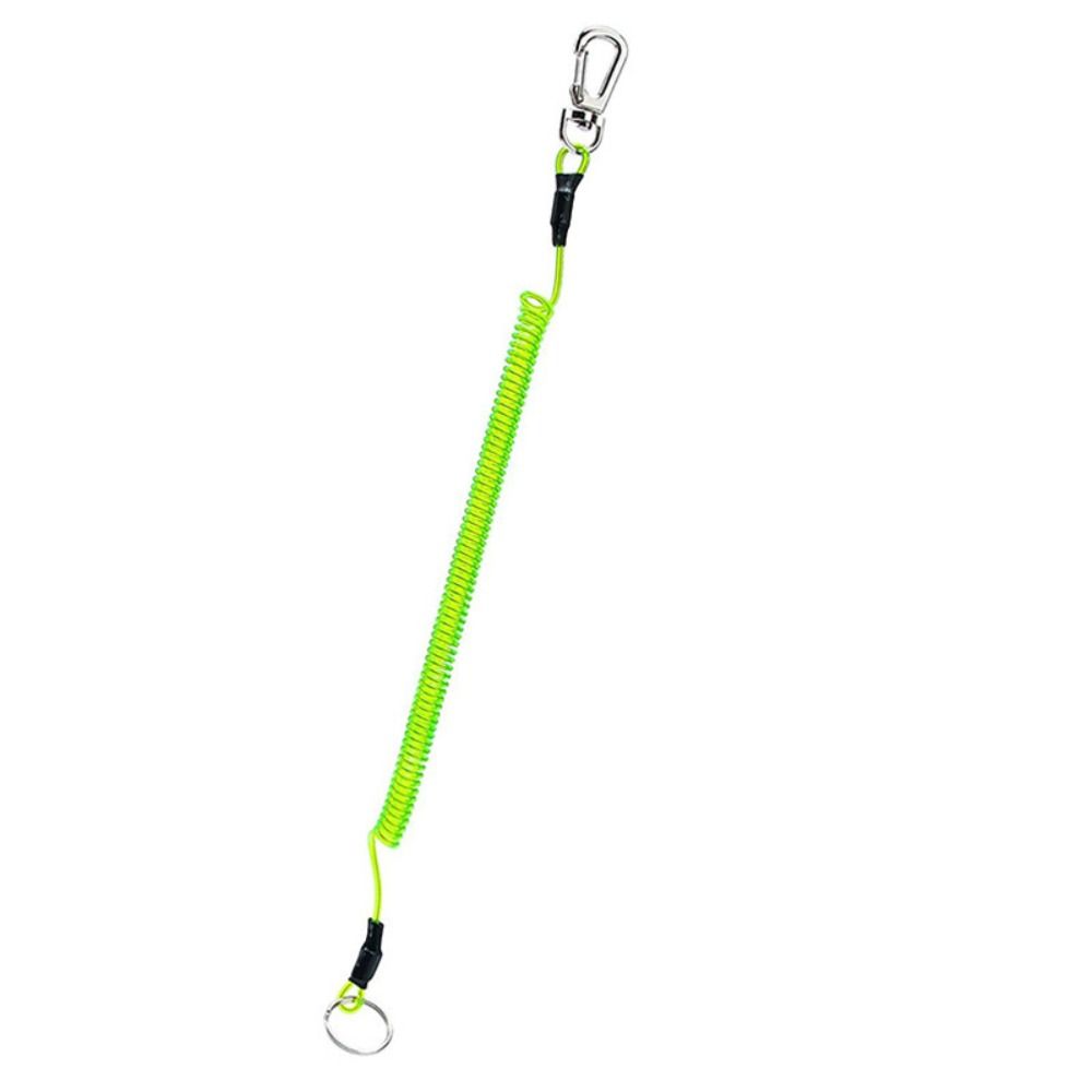 Ring Metal Carabiner Spring Elastic Rope Spiral Coiled Lanyard Safety Rope Stretch Fishing Tools