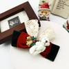 Velvet Christmas Bow Hair Clip with Teddy Bear & Reindeer for Women