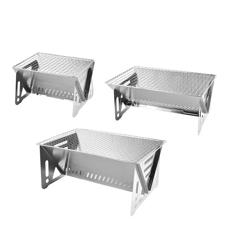 Новый портативный складной угольный гриль-барбекю из нержавеющей стали для двора на открытом воздухе