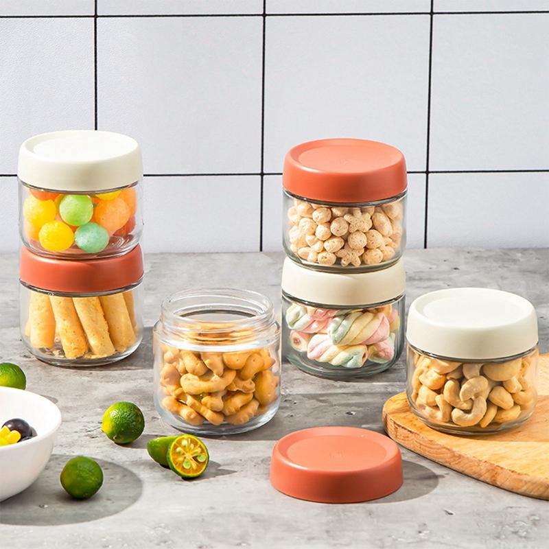 2pcs 280ml Empty Glass Cream Jar Sealable Food Jar Portable Kitchen Storage Jar Snack Storage Bottle Cosmetic Container