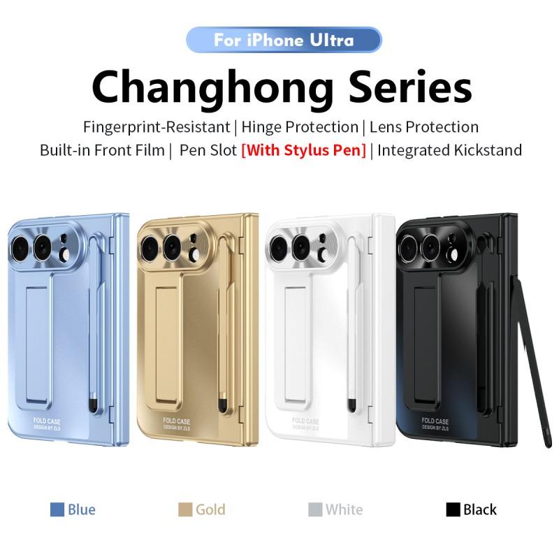IPhone Duo Fold Case With Pen Hinge Stand Full Body Screen Protector Shockproof Cover